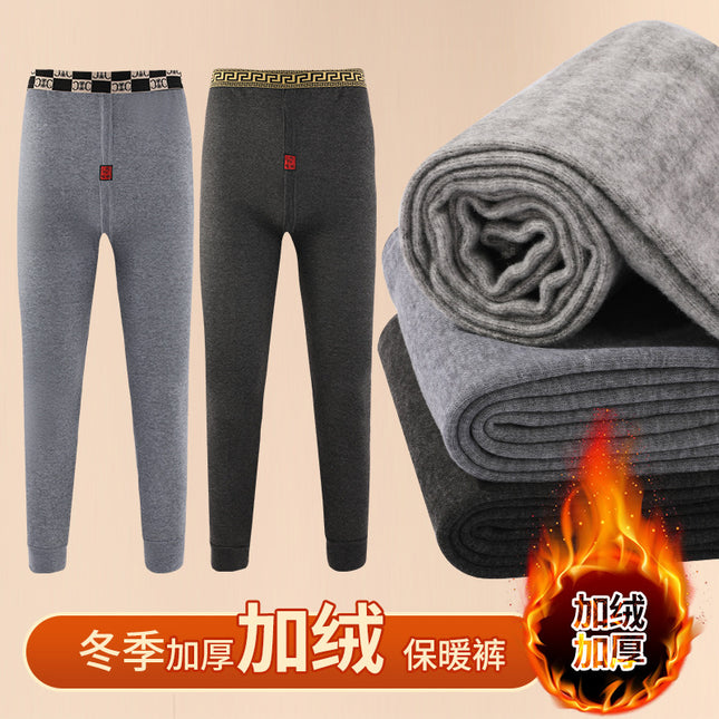 Men's warm pants extra large thickened brushed inner leggings high waist long johns hot pants wholesale