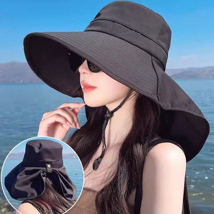 * Sunscreen Hat Summer Brim Outdoor Shawl New Fisherman Hat Face-Covering Neck-Protecting Sunshade Hat UV Sun