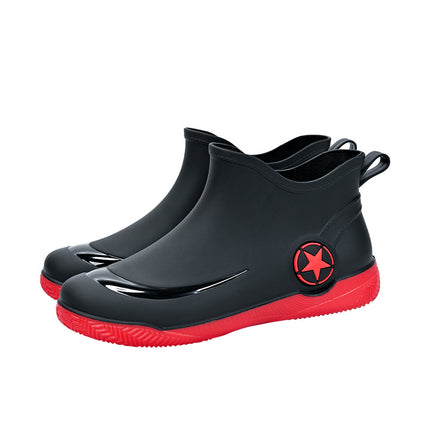 Fashion short tube men's rain shoes low non-slip waterproof shoes casual shallow mouth rain boots popular water shoes flat rubber shoes wholesale