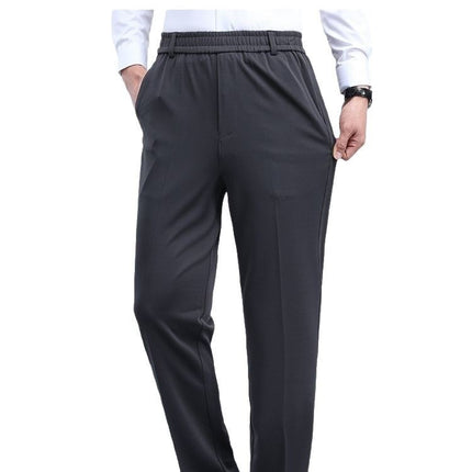 Fleece-Lined Stretch High-Waisted Pants, Wrinkle-Free Slim-Fit Straight-Leg Elastic Business Trousers, Smart Casual Business Pants