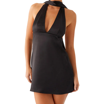 2025 Sexy Nightclub Spice Girl Foreign Trade Women's Wear European and American New Style Strapless Large V-neck Backless Mini Printed dress