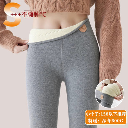 Tall Women's Lamb Wool Leggings Autumn and Winter New Thermal Cotton Pants with Fleece Thickened Plus Size High-Waisted Fleece Pants
