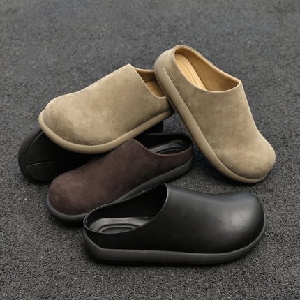 Little Potato Birkenstock Shoes Men's Slip-On Toe-Cap Half Slippers Slip-On Slip-Ons Commuter Retro Large-Toe Mule Shoes