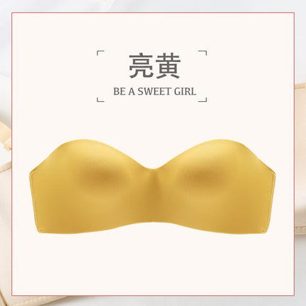 Shoulder-free Wear Underwear Women's Small Chest Push-up Non-slip Invisible Bra Paste Wedding Dress No Rings Tube-length Summer Hair