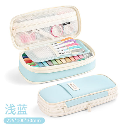Korean solid color pencil case large capacity student stationery case retractable portable pencil case cross-border in stock generation