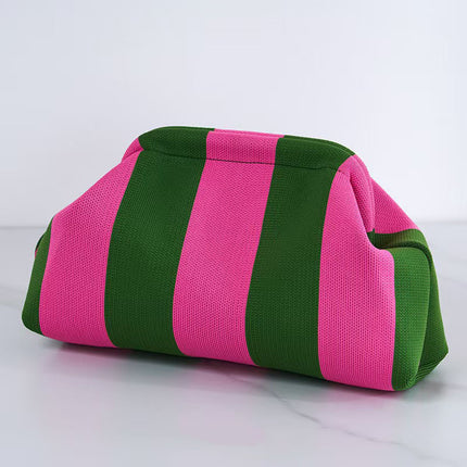 Explosive Cross-border Woven Cloud Bag Girl's Commuter All-match Striped Bag Outdoor Travel Storage Portable Bag Clamp Bag