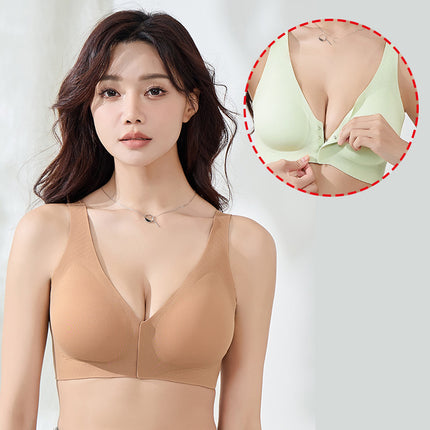 plus size Front Buckle Underwear Women's Big Chest Push-up Bra Summer Thin Non-rims Sports Traceless Beauty Vest-style Bra