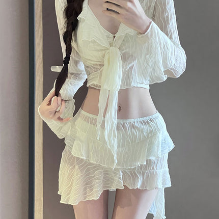 High-End Swimsuit Women's Bikini 2025 New Slimming Look Conservative Belly-Covering Four-Piece Set Sexy Split Resort Hot Spring