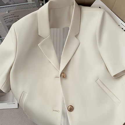 Cross-Border E-Commerce Supply Off-White Short-Sleeved Suit Jacket for Women Summer Internet Celebrity Commuting Small Suit