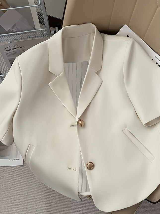 Cross-Border E-Commerce Supply Off-White Short-Sleeved Suit Jacket for Women Summer Internet Celebrity Commuting Small Suit