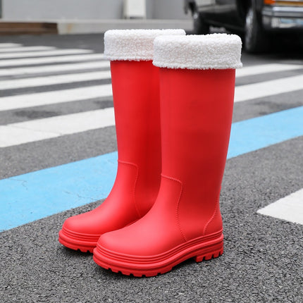 New High-Top Rain Boots for Women, Fashionable Outdoor Fishing Water Shoes, Waterproof and Non-Slip Long-Tube Rubber Shoes, Camping Work Rain Boots