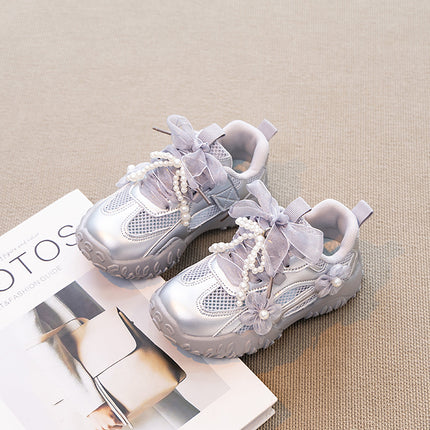 Girls' Shoes 2025 Spring and Autumn New Children's Sports Shoes Mesh Breathable Girls' Princess Training Shoes Running Shoes