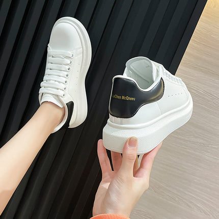 Men's Leather Shoes, Sneakers, Men's Versatile Men's Trendy Breathable Flat Shoes, White Shoes, Casual Autumn Trendy Shoes