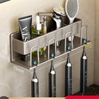Gun ash-four-person aluminum toothbrush holder (no need to punch holes)