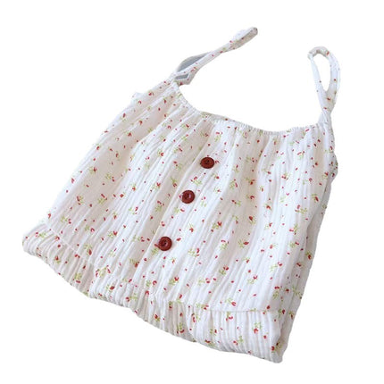 Cotton Crepe Nightgown, Women's Cotton Gauze Sweat-Absorbent and Comfortable Loungewear, Camisole Nightgown, Pure Cotton Loose Long Dress