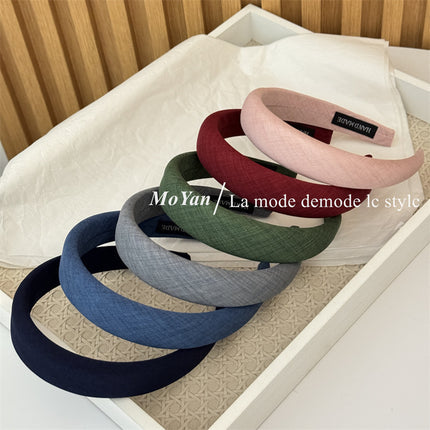 Vintage Versatile High-End Soft Fabric Headband Simple Elegant High Crown Sponge Headband Outdoor Hair Clip