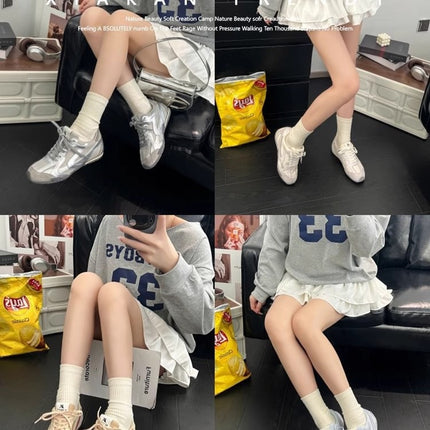 Inner Height Increase of 4cm, Moral Training Shoes, 2025 Spring and Summer New Silver Breathable Sports Shoes, Fashionable and Versatile Forrest Gump Shoes