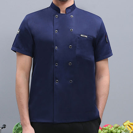 High-end Polyester Cotton Chef Clothes for Men and Women Hotel Work Clothes Thickened Breathable Kitchen Catering Cake Hot Pot Kitchen Clothes Uniform
