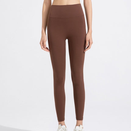 No embarrassment line double-sided brushed nude yoga pants Women's European and American high waist hip lifting Peach Hip sports fitness pants