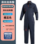 Polyester three-dimensional pocket navy blue jumpsuit / 160/s (42.5-50kg )