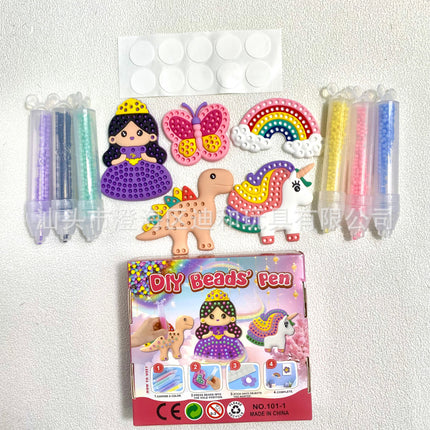 Cross-border New TikTok Same Style DIY Children's Dot Ball Pen Sticker Animal Cartoon Princess Bends Pen Girl