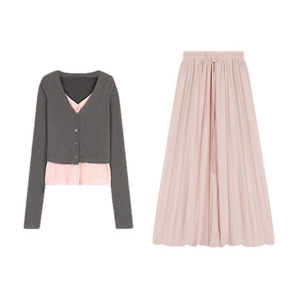 Tall Bud Skirt, Two-Piece Women's Slimming Long Skirt, Early Autumn Wear, a Complete Set of Extended Skirts