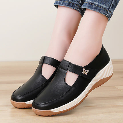 Mom's Shoes 2025 Spring New Thick-Soled Wedge Sandals Women's Flats Casual Shoes Heightening Breathable Women's Shoes