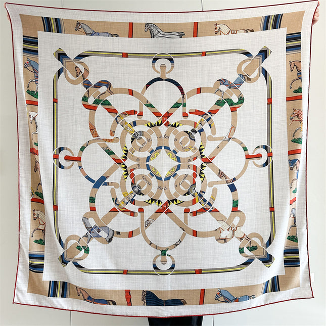 High-End Silk Wool Scarf for Women, Elegant and Warm Silk Wool Large Square Scarf for Air-Conditioned Rooms
