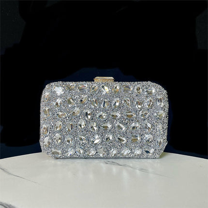 New Cross-border Foreign Trade Shining Bag Diamond-encrusted Clutch Bag Evening Bag Wedding Banquet Bag Small Square Bag Women's Bag