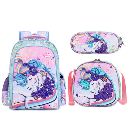 2025 New Primary School Bags for Grades 1, 2, 3 to 6, Burden Reduction and Spine Protection Children's Backpack Unicorn Backpack