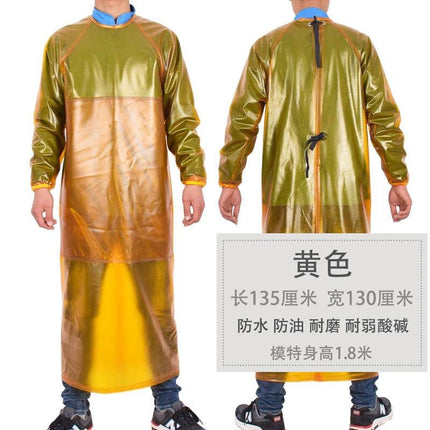 Beef tendon thickened long-sleeved overcoat waterproof oil-proof wear-resistant acid and alkali-resistant apron slaughter house Stone reverse dressing