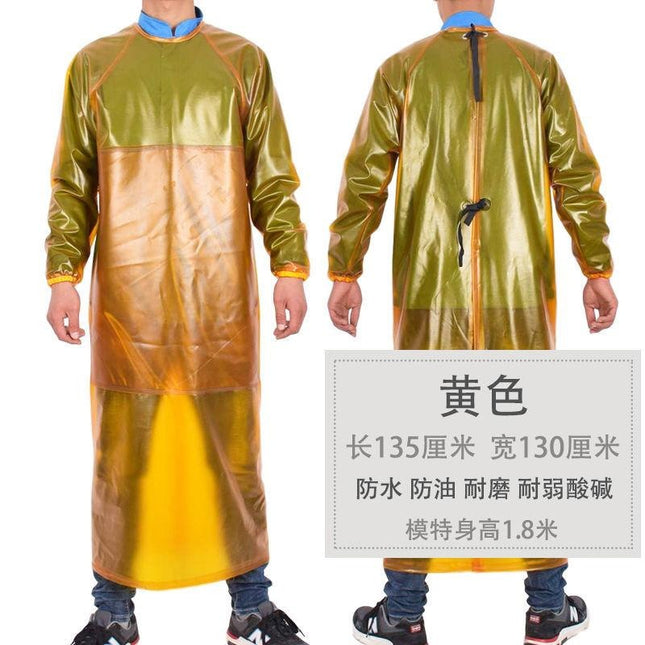 Beef tendon thickened long-sleeved overcoat waterproof oil-proof wear-resistant acid and alkali-resistant apron slaughter house Stone reverse dressing