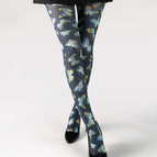 1830 dark background color butterfly / Printed pantyhose free size