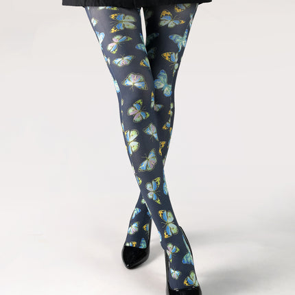 Cross-border thin printed pantyhose spring and autumn versatile butterfly wild abstract retro stockings women's socks anti-snagging wholesale