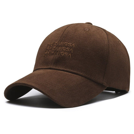 New Embroidered Women's Baseball Cap Retro Brushed Sun Protection Peaked Cap Korean Style Men's Large Head Hat Sun Hat