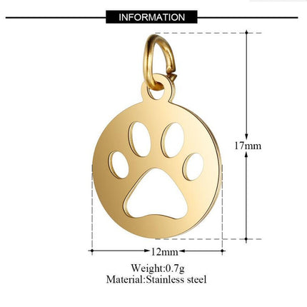 12*17mm hollow dog claw full polished small pendant DIY stainless steel accessories with hanging ring 0.8*5mm