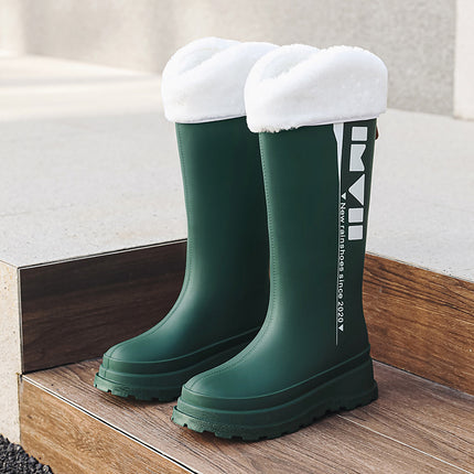 Korean-Made Single-Layer Russian Cross-Border Fashion High-Top Women's Rain Boots, Non-Slip Waterproof Rubber Shoes, Versatile New Style