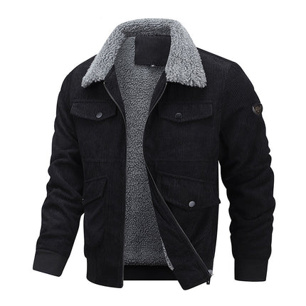 Cross-border winter cotton-padded coat men's plus size thickened lamb wool cold-proof warm collar high-grade corduroy coat cotton-padded coat