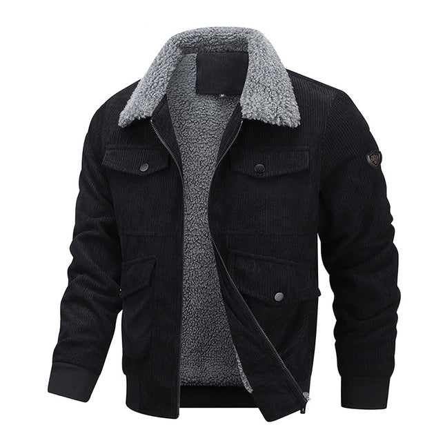 Cross-border winter cotton-padded coat men's plus size thickened lamb wool cold-proof warm collar high-grade corduroy coat cotton-padded coat