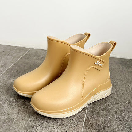 Fashionable Short-Tube Outdoor Women's Shoes, Versatile Sweet Water Shoes, Non-Slip Women's Rubber Slip-On Water Boots