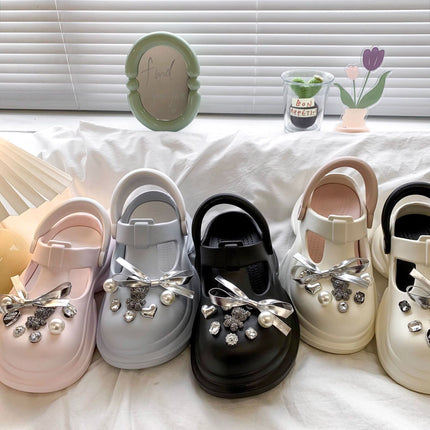 Explosions Super Soft Princess Wind Cave Shoes Retro Cyber Celebrant Go Out Rhinestone Bear Height Increase Cartoon Quick-Dry Office Shoes