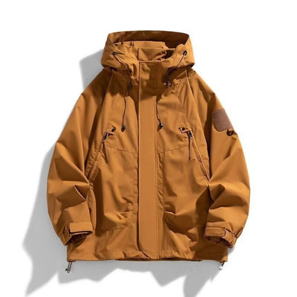 2025 Men's Jacket Spring and Autumn New Trendy Brand Loose Workwear Windproof and Waterproof Jacket Hooded Mountaineering Jacket