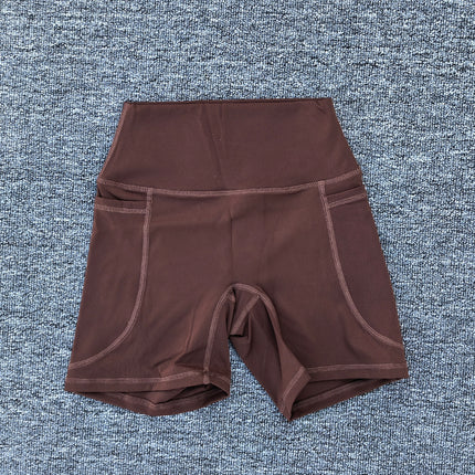 Summer Quick Drying Naked Sports Shorts High Waist Tight Yoga Pants Pocket Running Fitness Shorts 125