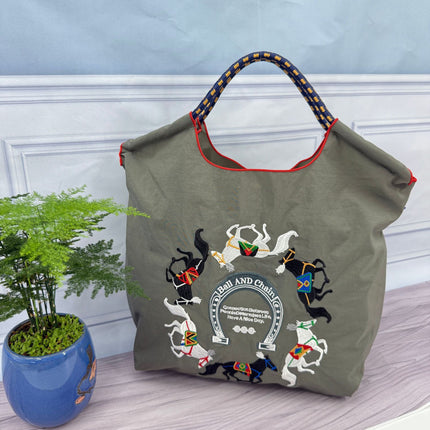 ball chain Japanese high quality eco-friendly shopping bag embroidered hand canvas bag nylon shopping bag