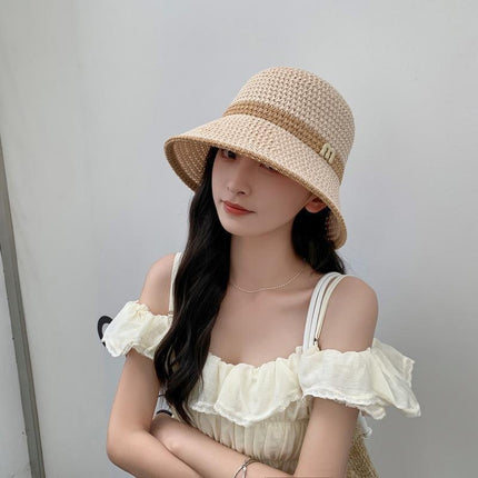 New Hat Women's Sun Hat Folding Large Cornice Hollow Sunscreen Sun Hat 2025 Outdoor Casual Fisherman Hat Basin Hat