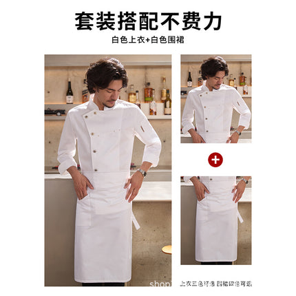Tesmei Chef Overalls for Men and Women Long-Sleeved Restaurant Catering Baking Kitchen Chef Chef Uniforms Hotel Chef Uniforms Fashion