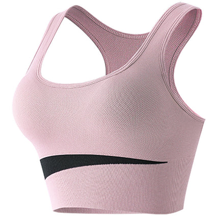 Contrast Color Beautiful Back Sports Bra for Women Without Rims Shock-Proof Vest Push-Up Fitness Running Yoga Quick-Drying Sports Bra
