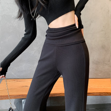 Autumn and Winter Knitted Drape Pants Mop Pants High Waist Gray Micro-lar Casual Trousers Slimming Yoga Bell Pants Women