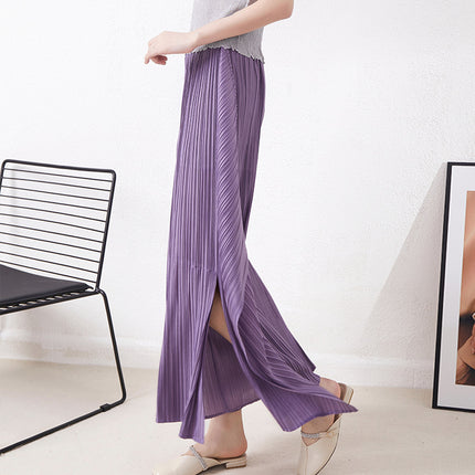 Miyake Meat-Covering Slim Pleated Wide-Leg Pants High Waist Loose Elegant Fashionable Casual Women's Pleated Lamps Irregular Pants