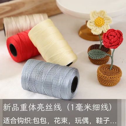 Bright Silk Thread 1mm Thin Thread for Crocheting Bouquets, Bags, Shoes, Handmade 100g Factory Direct Wholesale Knitting Thread